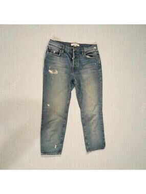 Ei8ht Dreams Los Angeles Blue Ripped Cropped Straight Leg Jeans Size 28